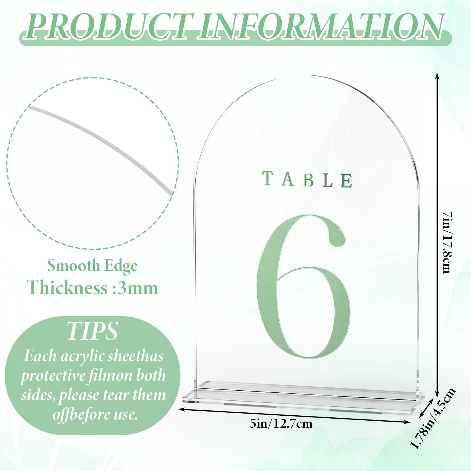 Numbers 120 Gold Frosted Arch Acrylic Wedding Table Sign Stands 5×7 Inch