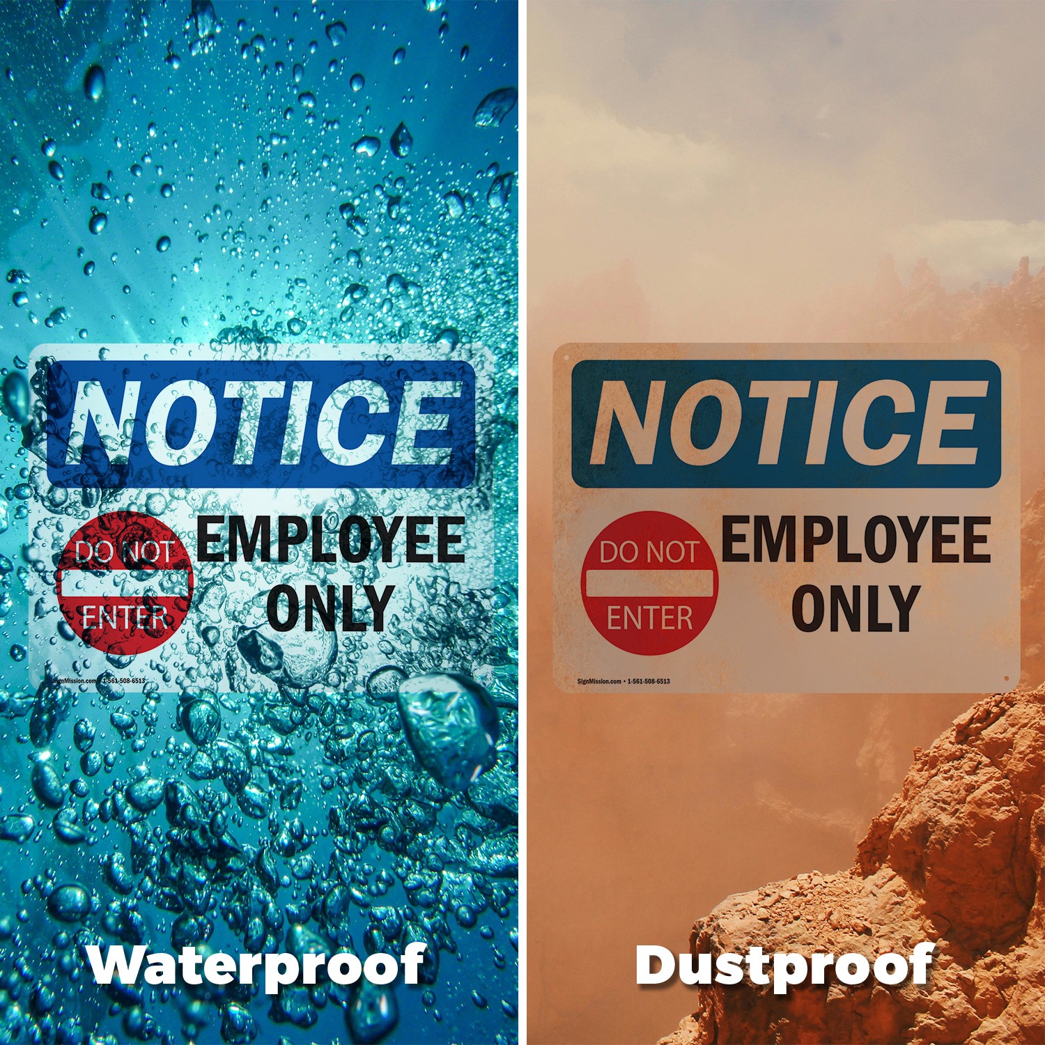 (2 Pack) Employees Only OSHA Notice Sign Decal Metal Plastic