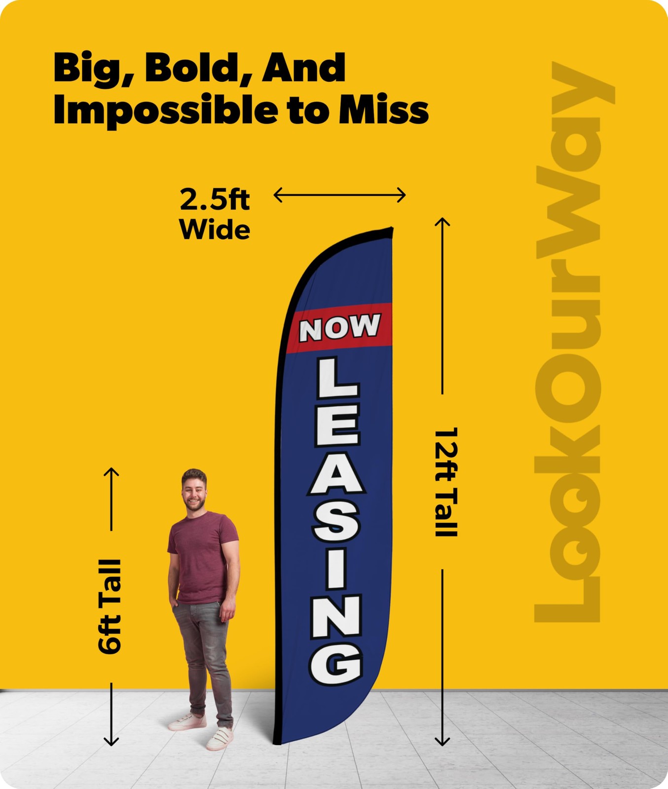 Lookourway Feather Flag Banner – 12 Feet Tall Advertising Flags For Outside