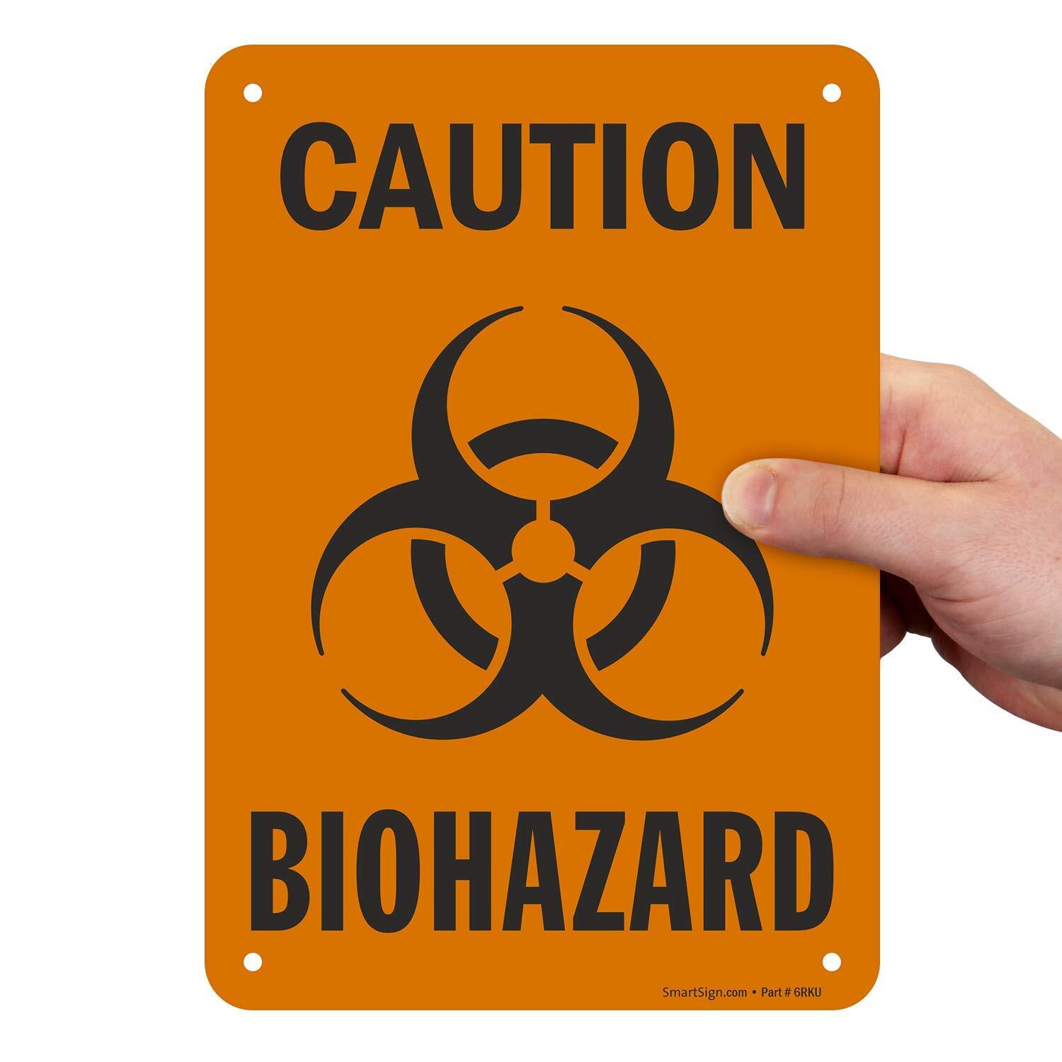 7×10 inch Caution Biohazard Plastic Sign for Lab Medical Waste Safety