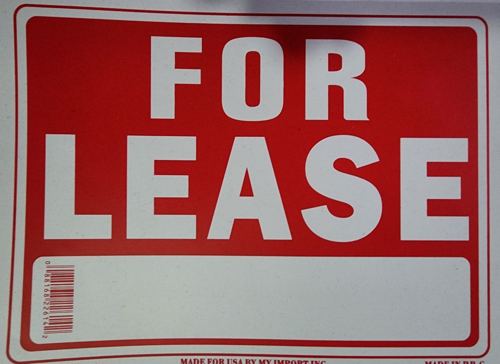 For Lease Sign 8 x 12 Inch – 2 Count, White and Red