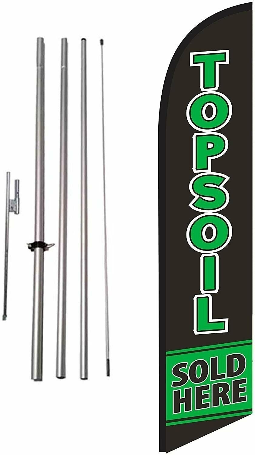Topsoil Sold Here Advertising Feather Banner Swooper Flag Sign with Flag Pole…
