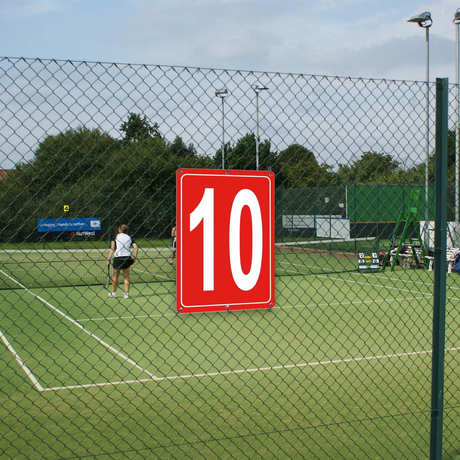 Aluminum Numbered Sign For Tennis Court Parking Lot Weatherproof Red 12×8 In