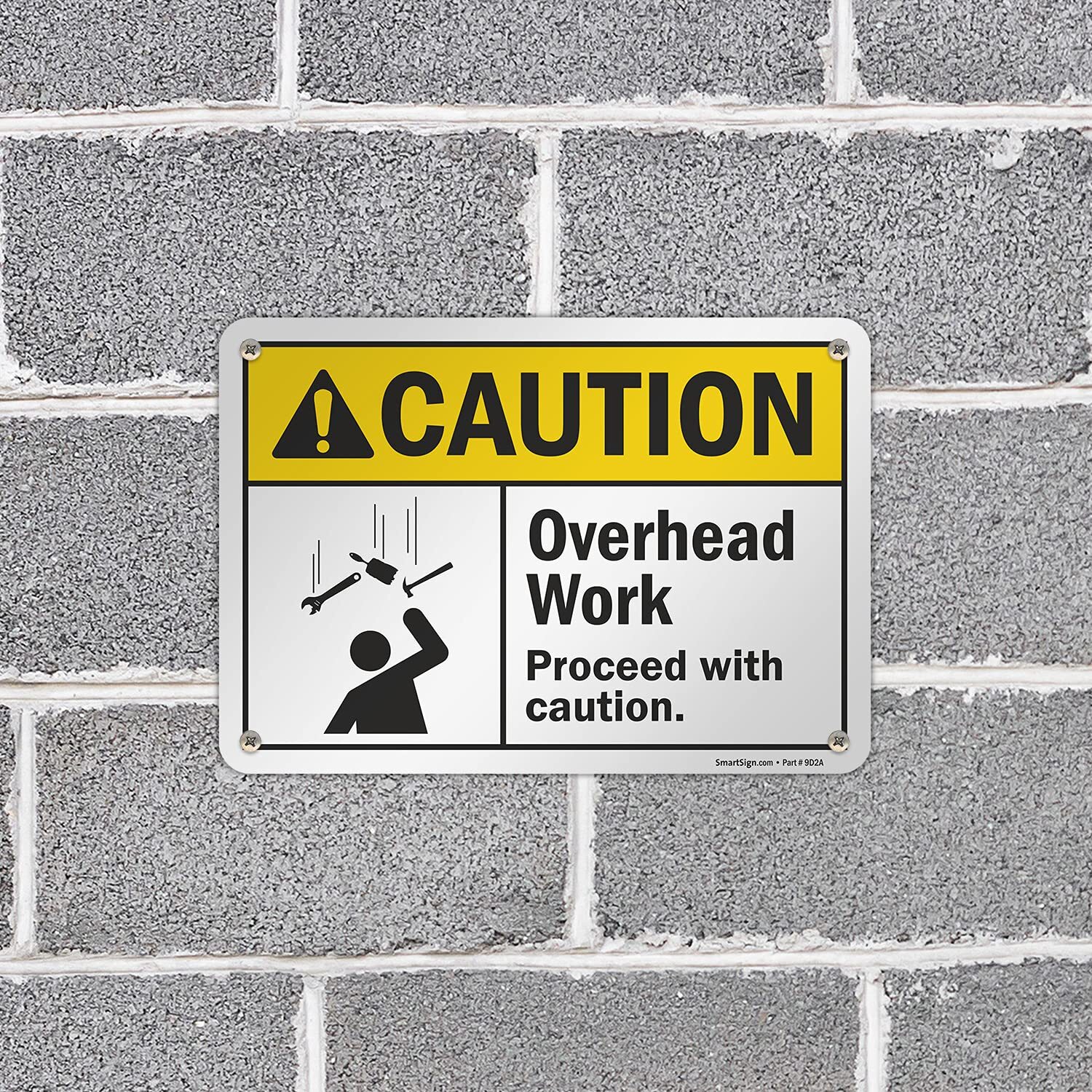 7 x 10 inch “Caution – Overhead Work Proceed with Caution” ANSI Sign Digital …
