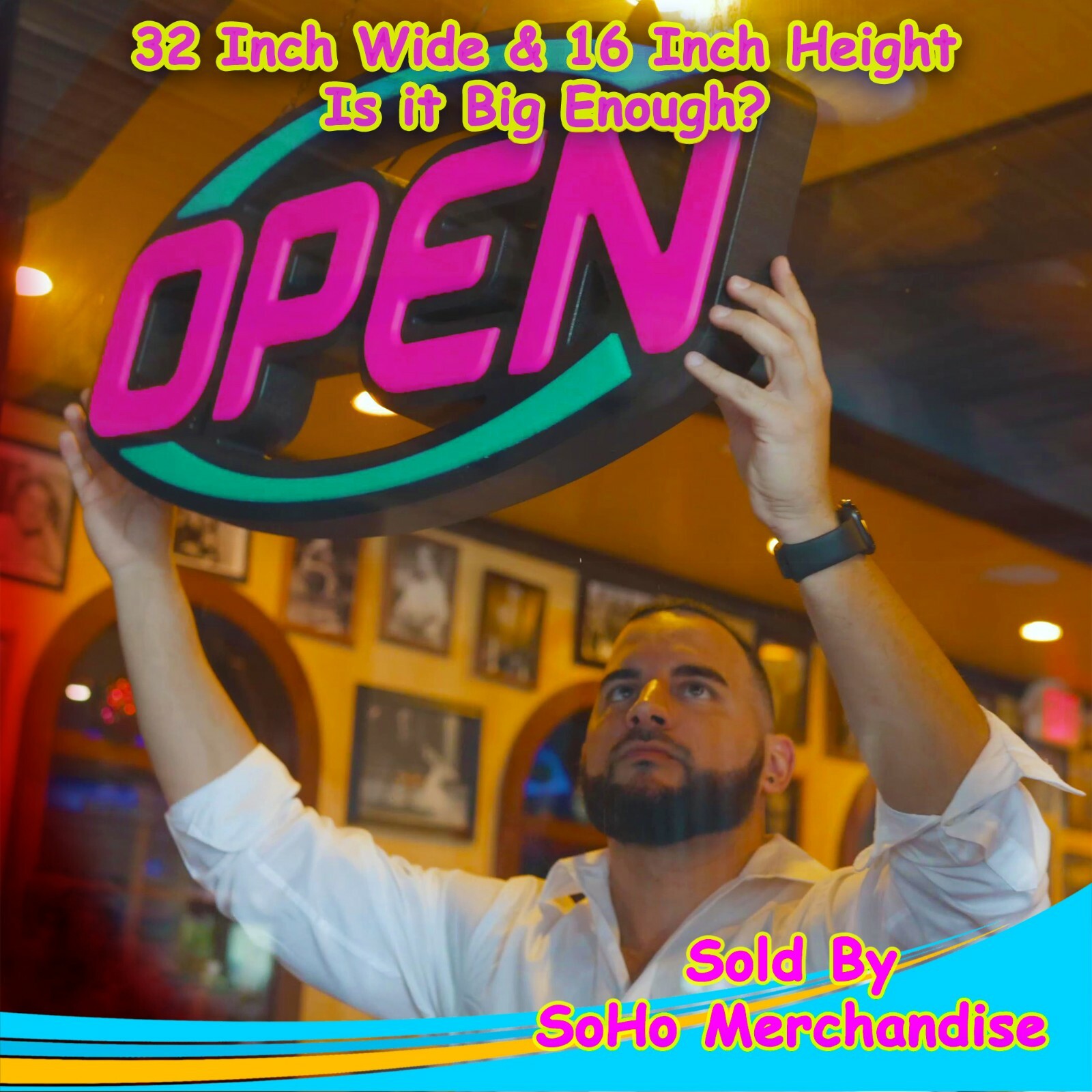 Large LED Neon Open Sign 32&Prime; Light Bright for Restaurant Bar Store Shop Market