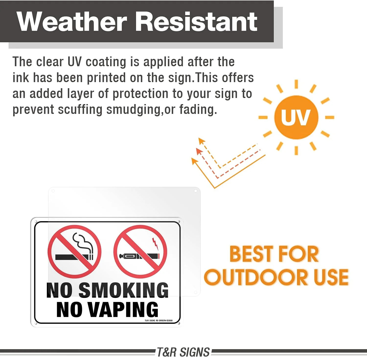 No Smoking No Vaping Sign – 4 Pack – 10 x 7 Inches Rust Free .040 Aluminum – UV