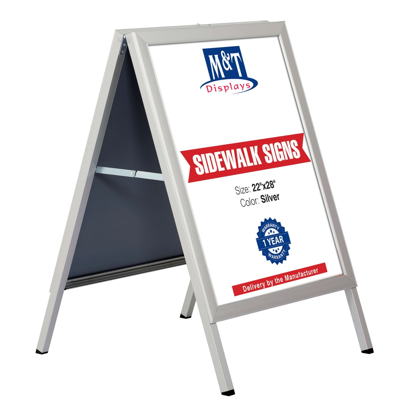 Slide-in A Frame Menu Double Sided Display Board 22×28&Prime; Sidewalk Sign Silver