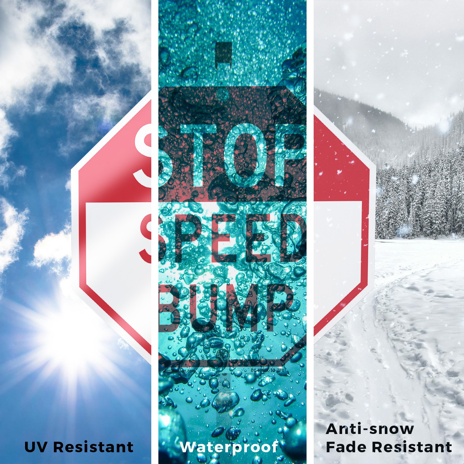 Stop Speed Bump Octagon Sign With Stake Weather Resistant UV Protected