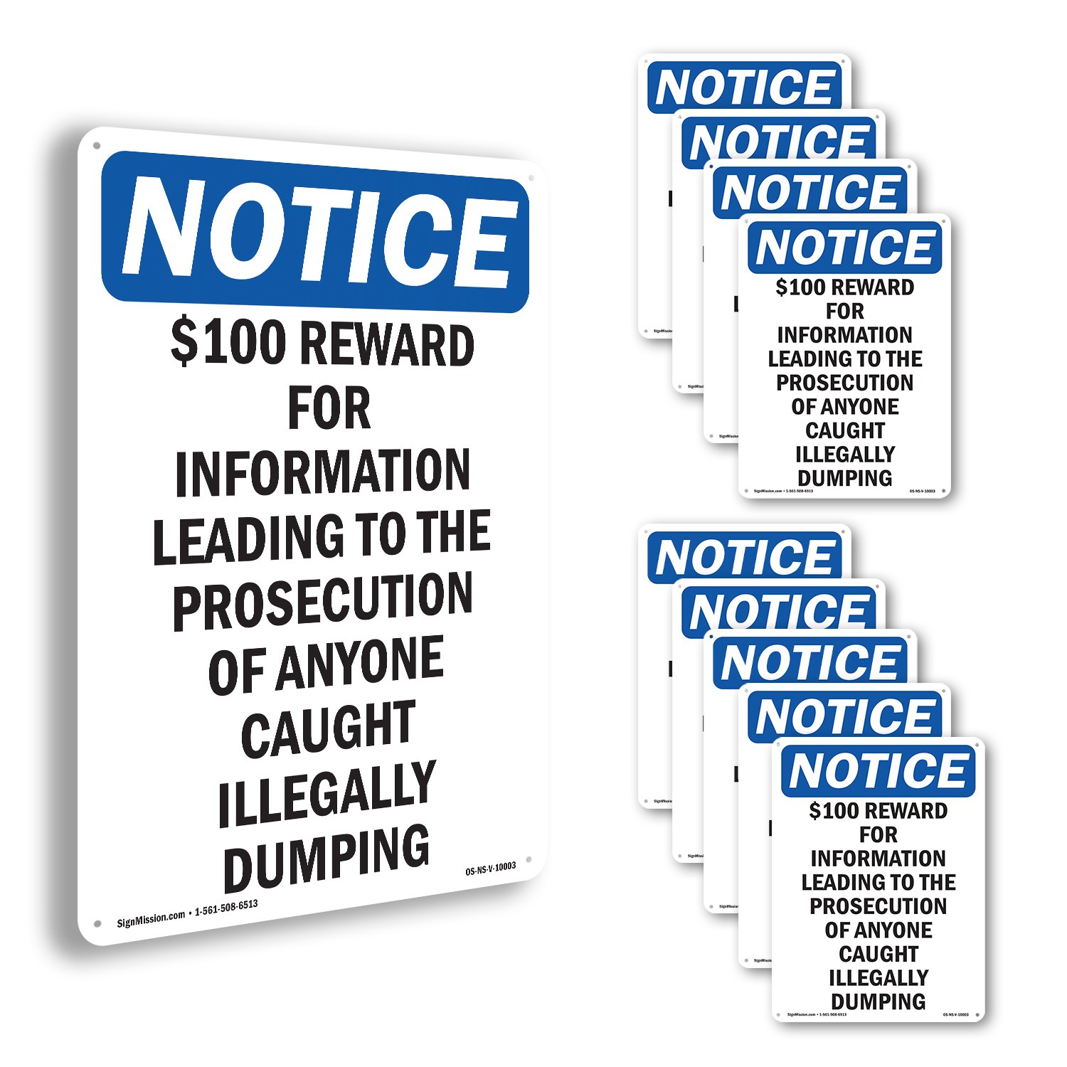 $100 Reward For Information Leading OSHA Notice Sign Or Decal – 5 or 10 Pack
