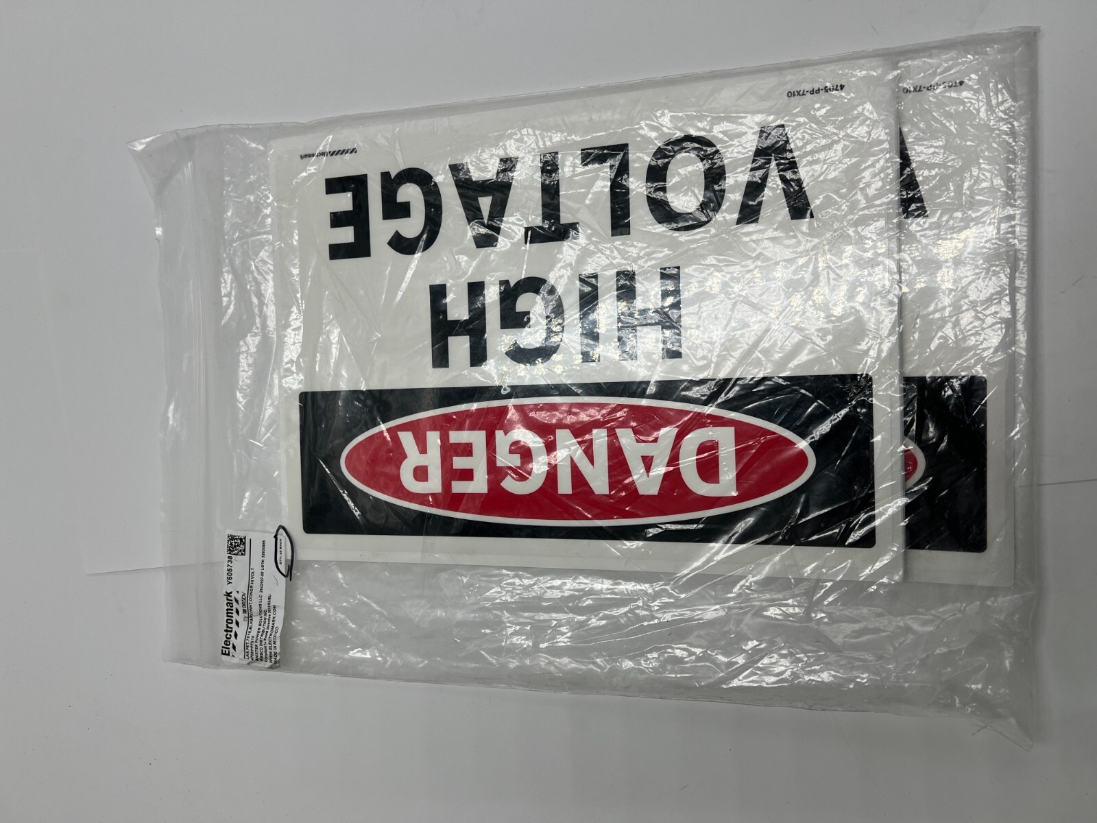 (QTY 25) Electromark 4705-PP-7X10 Black Red/White Danger High Voltage Label