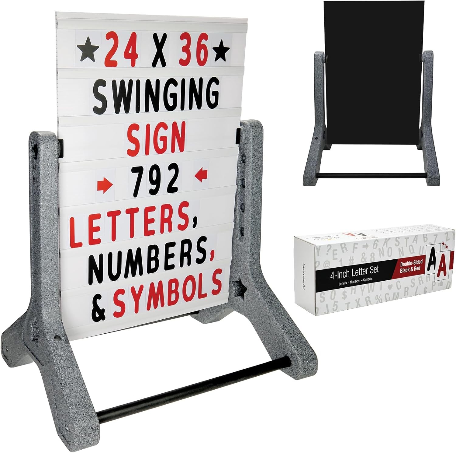 Swinging Changeable Message Sidewalk Sign 24&Prime; x 36&Prime; Sign W/ 792 Pre-Cut Double