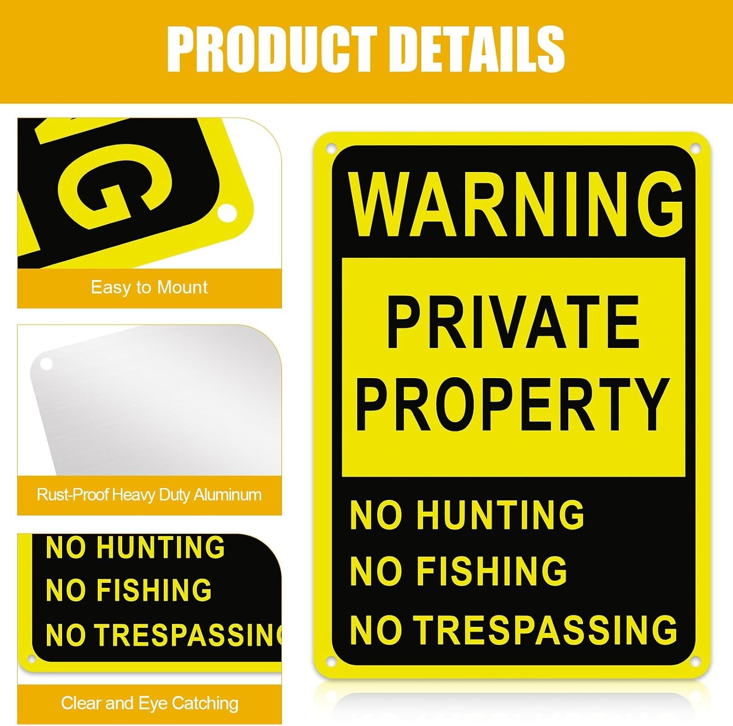 4 Pcs Posted No Trespassing Signs Private Property 10 X 7 Inch No Hunting Signs