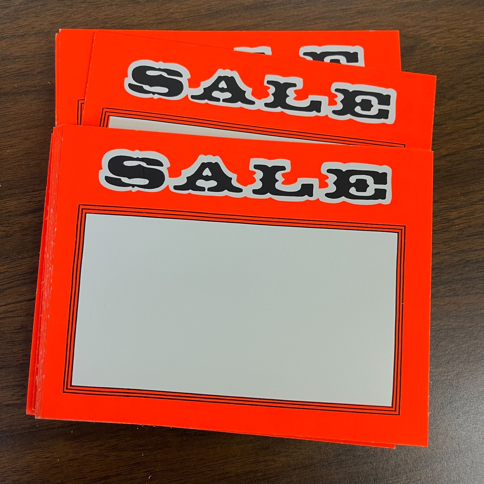 Sale RETAIL STORE SALE Price Signs Price Cards- 7&Prime;wx5.5&Prime;H-100 pieces-NEON ORANGE