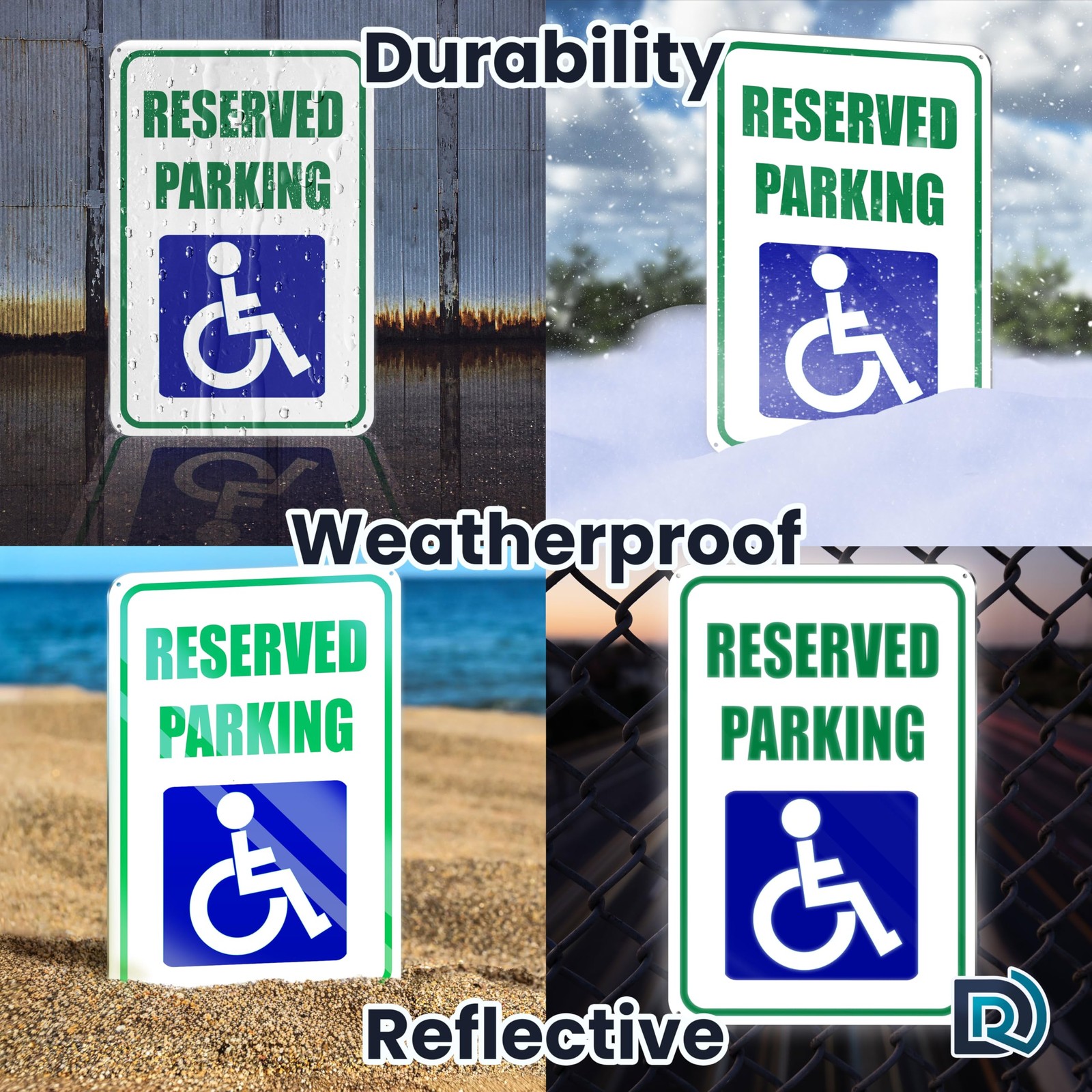 2 PC Handicap Reserved Parking Signs, 8×12 Reflective Aluminum Disabled Parki…