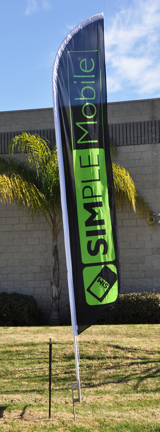 TWO « Simple Mobile » Feather Banner Flag Sets – POLE SETS INCLUDED w/ spikes