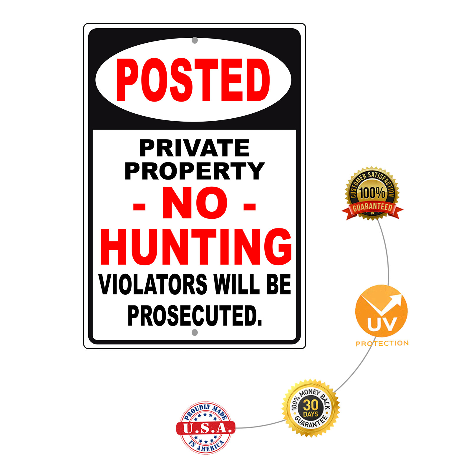 Posted Private Property No Hunting Violators Will Be Prosecuted Metal Sign