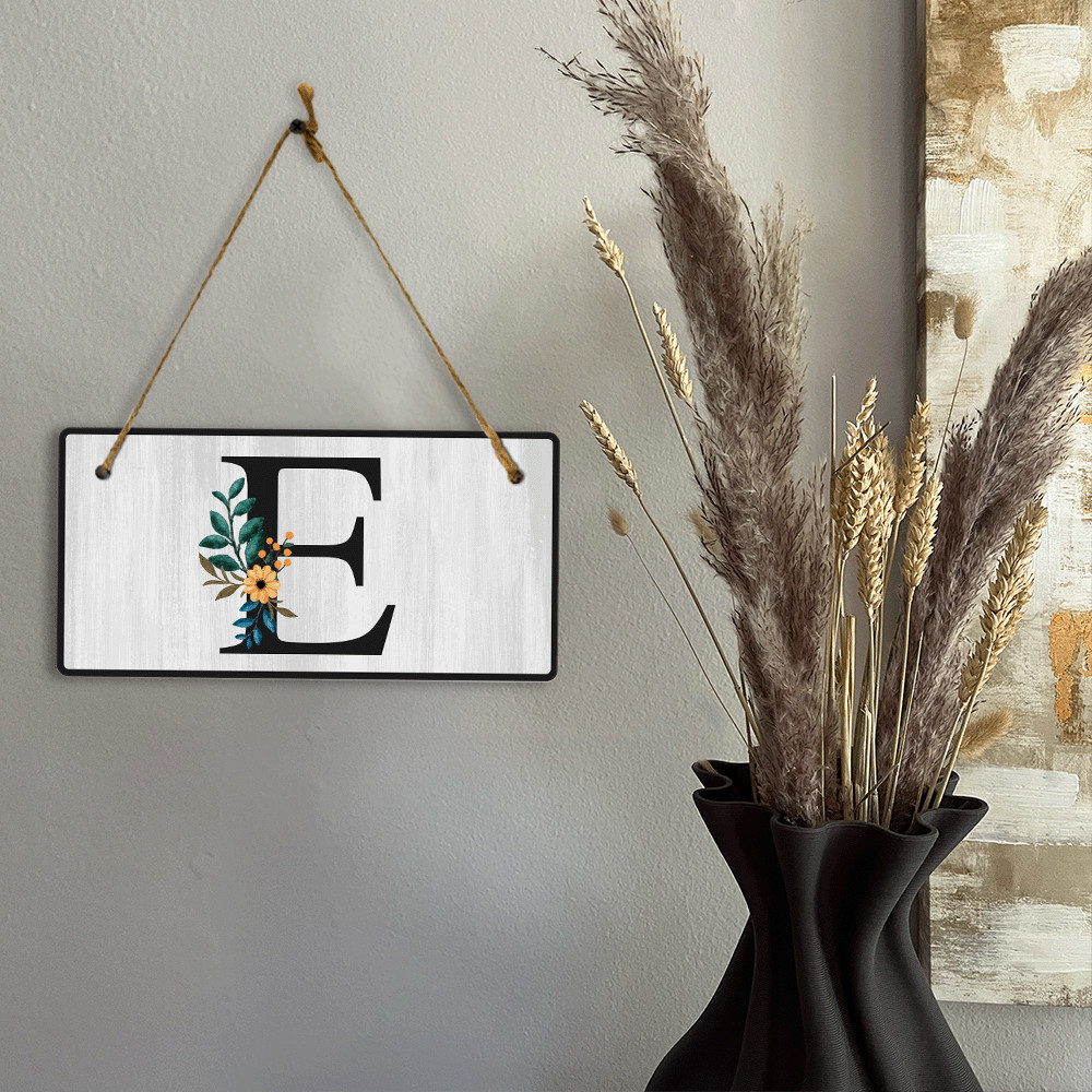 E Flower Decor 5×10 Hanging Wall or Door Sign | Alphabet Letter Room Decoration