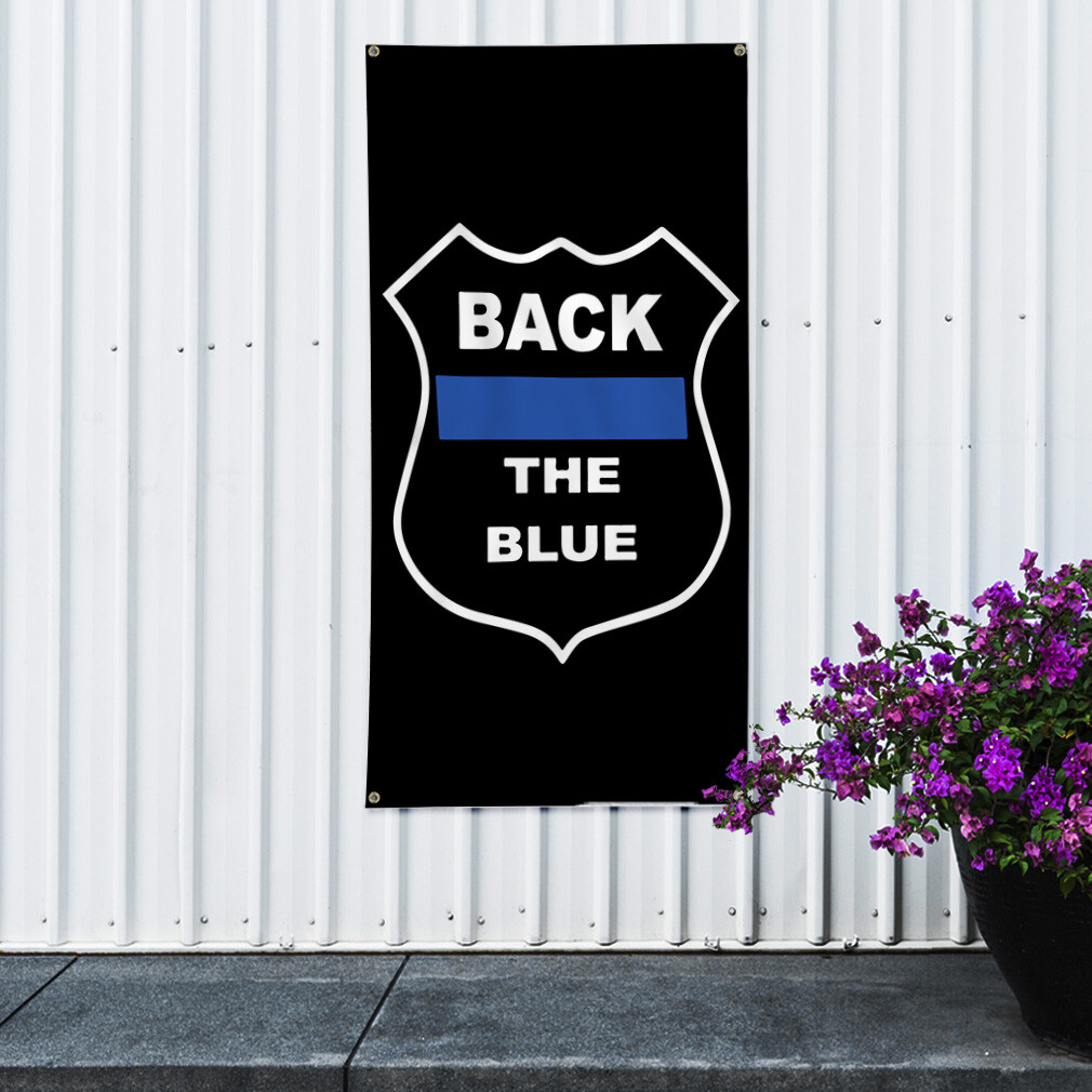 Vertical Vinyl Banner Multiple Sizes Back The Blue Black Police Cop Lifestyle
