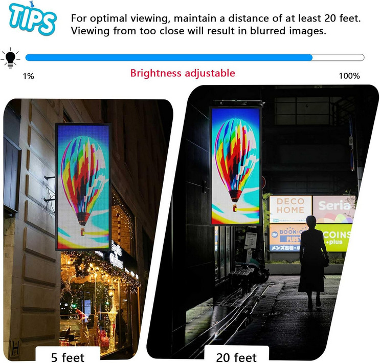 Led Signs Scrolling Programmable, Display Screen Outdoor Waterproof 40&Prime;x17&Prime;