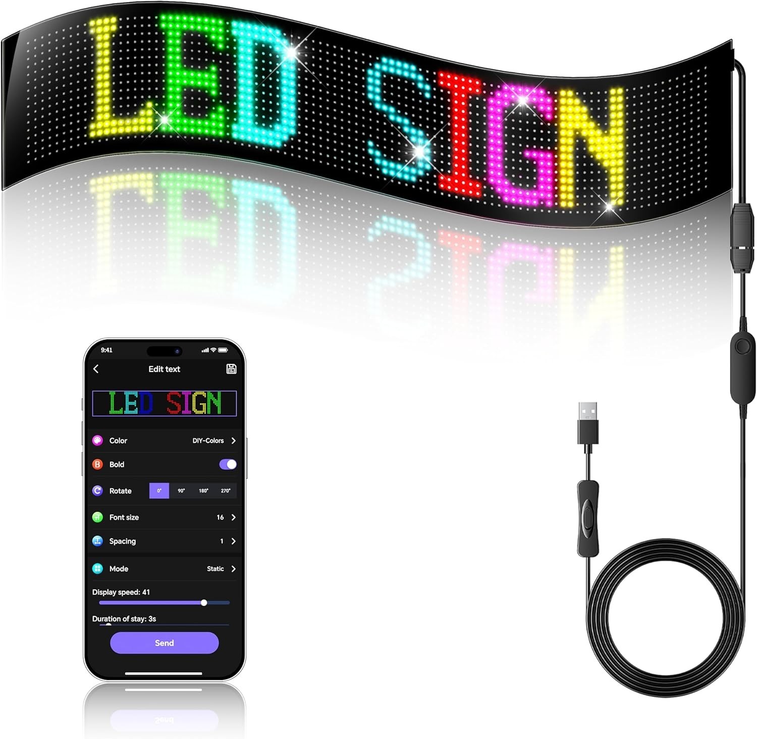 LED Sign – APP Control Scrolling&Stationary Display DIY Programmable