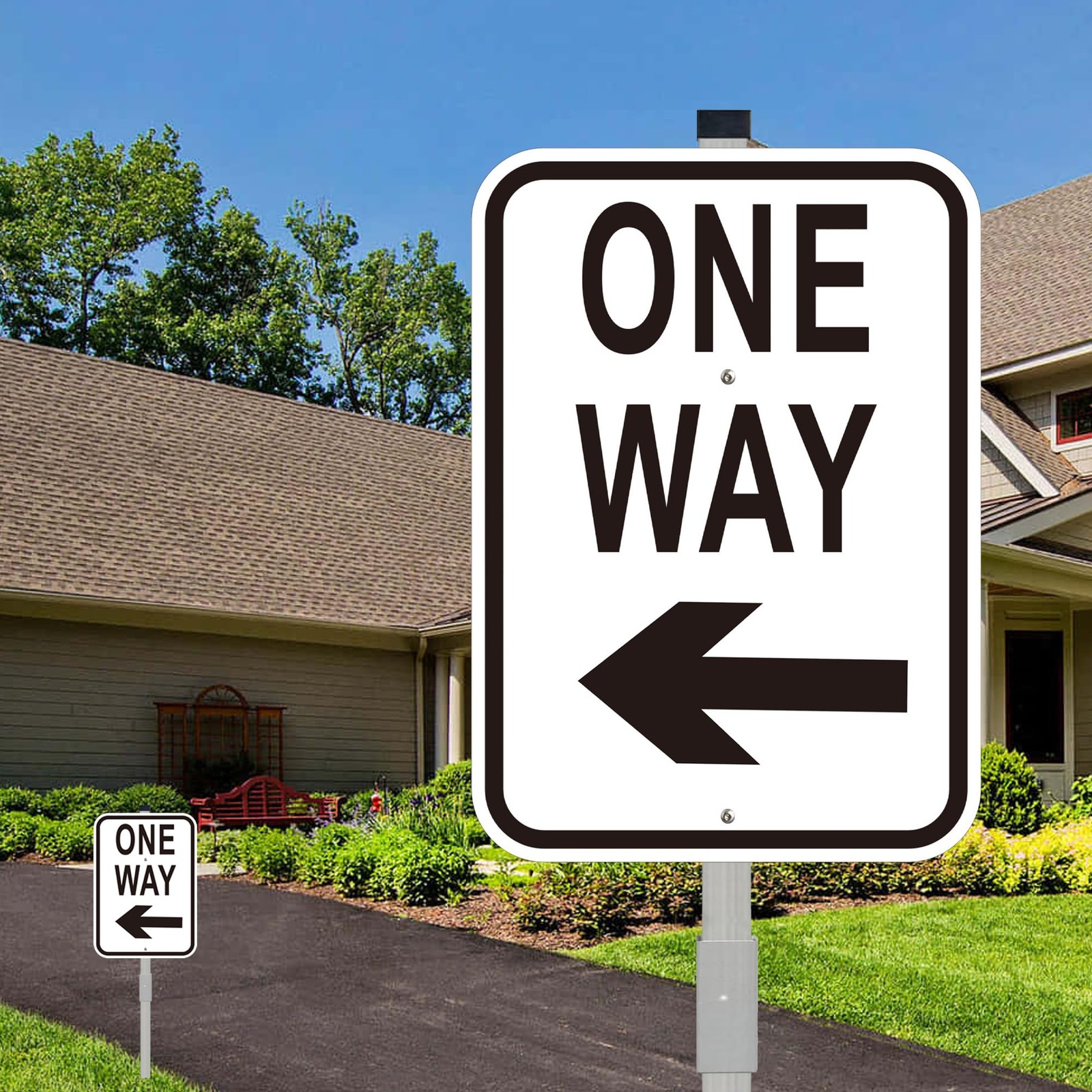2Pack One Way Removable Arrow Signs with 36 Inch Metal Stake, 14×10 Inch Slow…