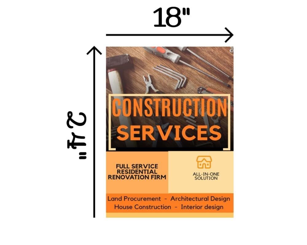 Construction Services | Full Color Window Display Signs | 18&Prime;W x 24&Prime;H