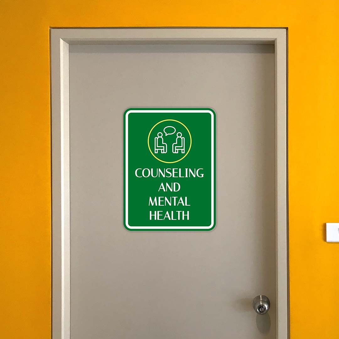 Portrait Round Plus Counseling and Mental Health Wall or Door Sign