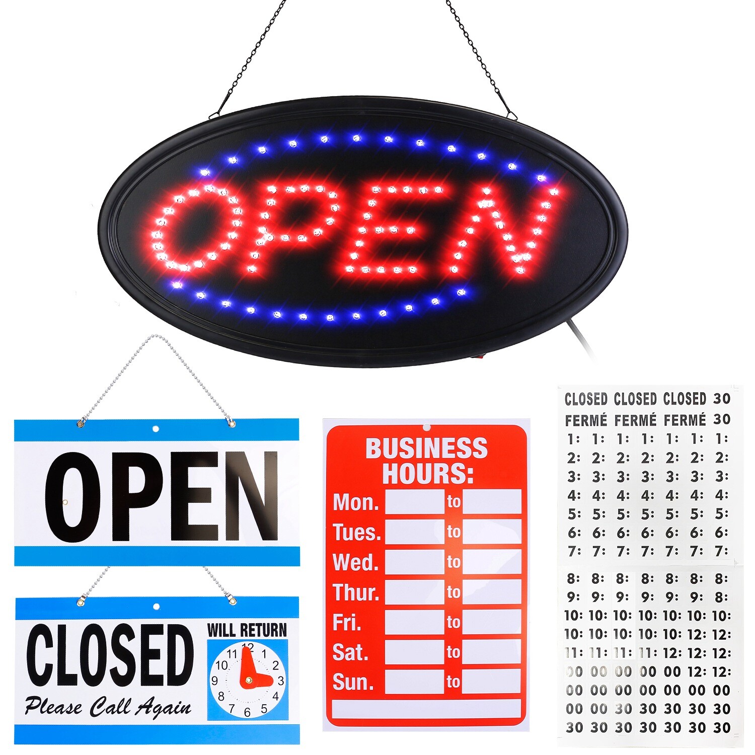 Electric Light Up LED Neon Business Open Closed Sign Flashing & Steady Ad Board