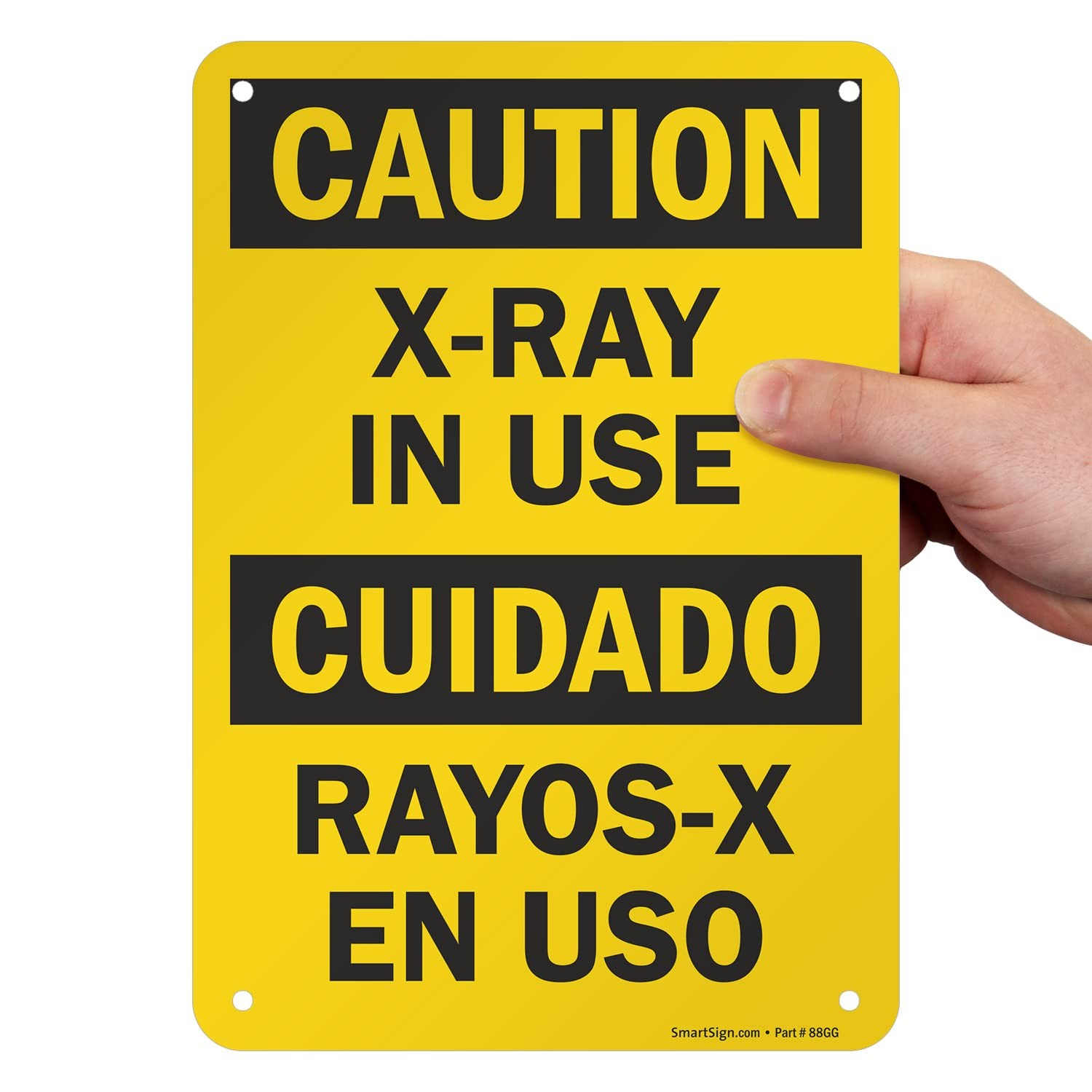 7×10 Inch Aluminum Caution XRay In Use Bilingual Warning Sign For Facility