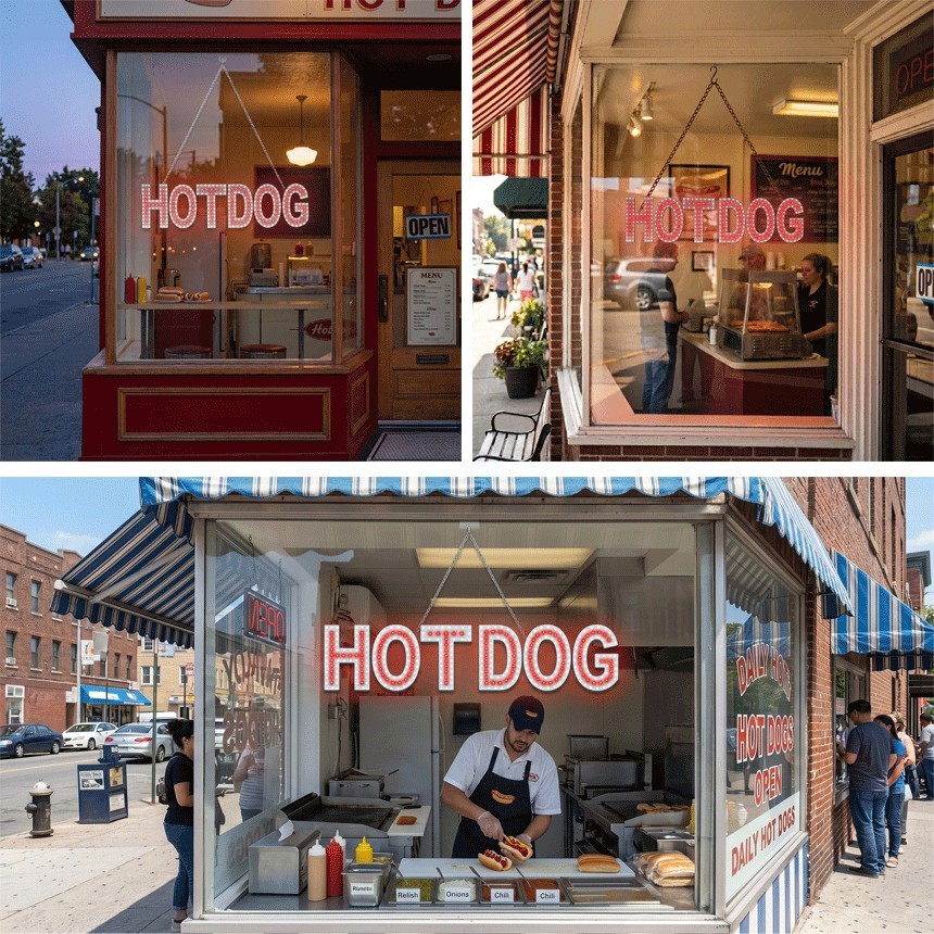 EPL Signs HOTDOG Red LED Sign Business 7&Prime;x30&Prime; Remote 2G Blinking Mode