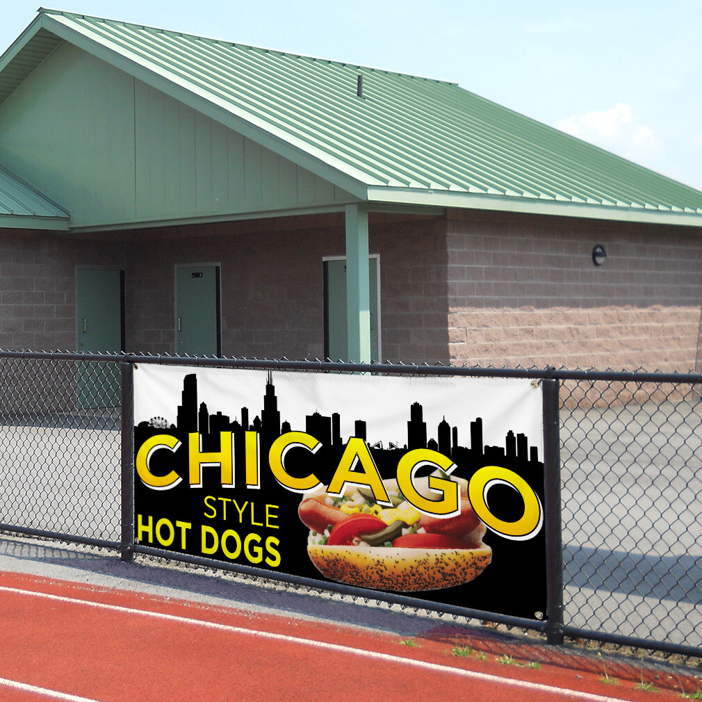 Vinyl Banner Multiple Sizes Chicago Style Hot Dog Restaurant Cafe Bar A Outdoor