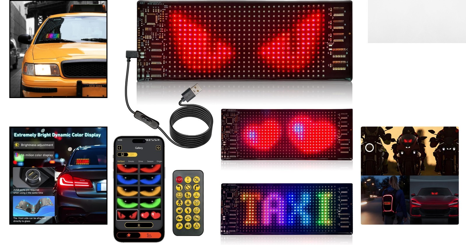 Vibrant 7&Prime;x3&Prime; Waterproof LED Sign for Cars – Customizable Remote Control