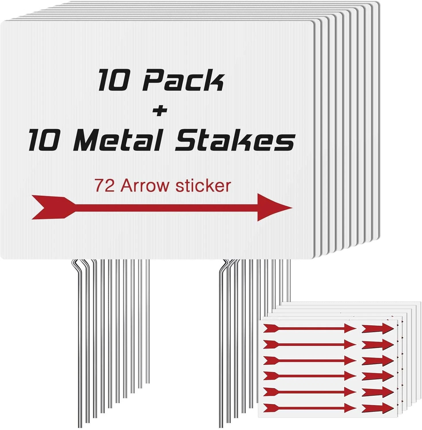 10 Pack Blank Yard Signs with Stakes,Yard Sale Signs with Arrow Stickers, 17&Prime; x