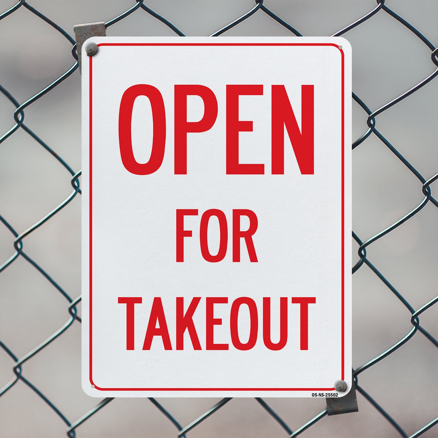 Open For Takeout Public Safety Sign Metal, Plastic, Or Decal – 5 or 10 Pack