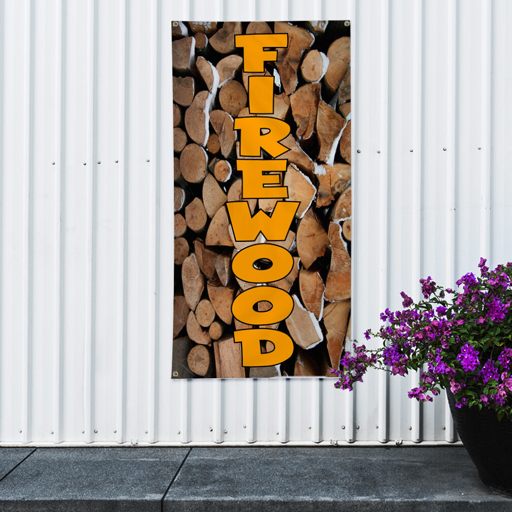 Vertical Vinyl Banner Multiple Sizes Firewood Business Business Outdoor