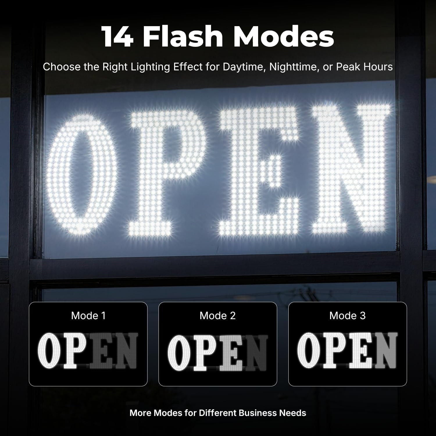 40&Prime; X 14&Prime; Large LED Open Sign with Remote Control High Bright Visibility Busines