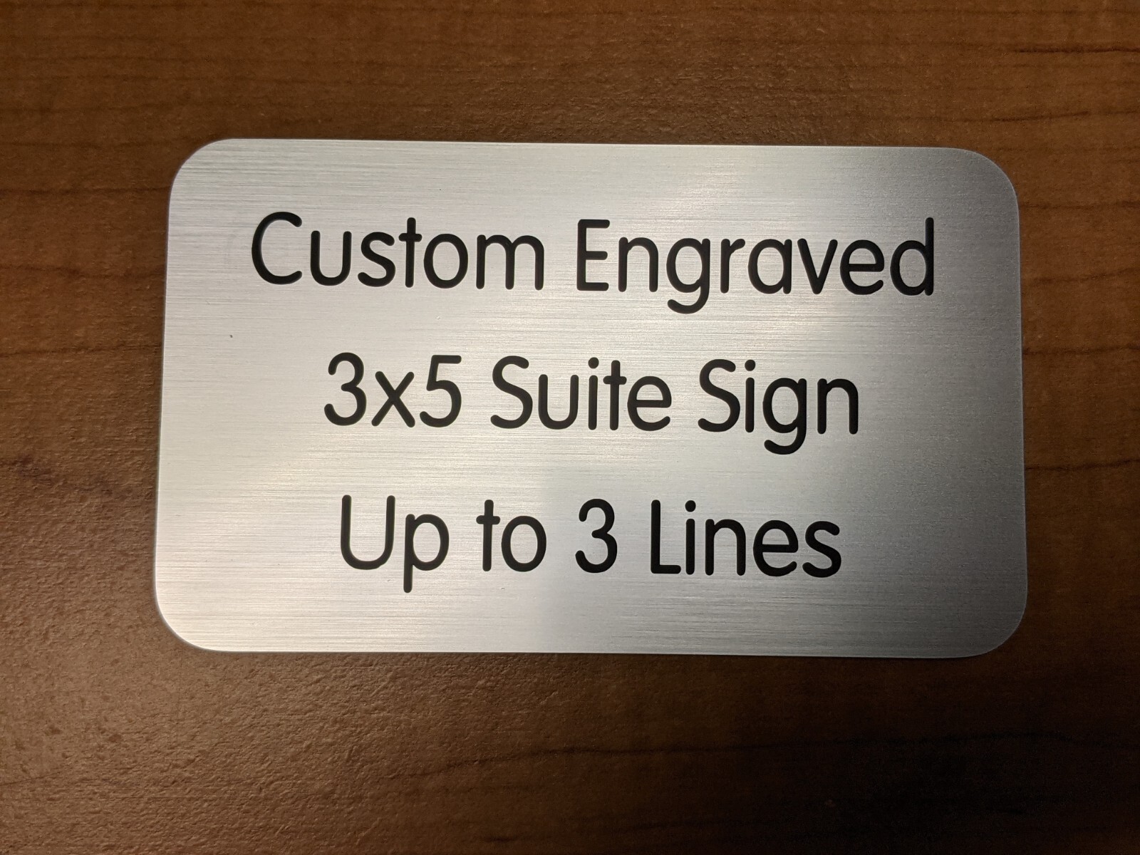 Custom Engraved 3×5 Brushed Silver Suite Sign Home Office Small Wall Door Plaque