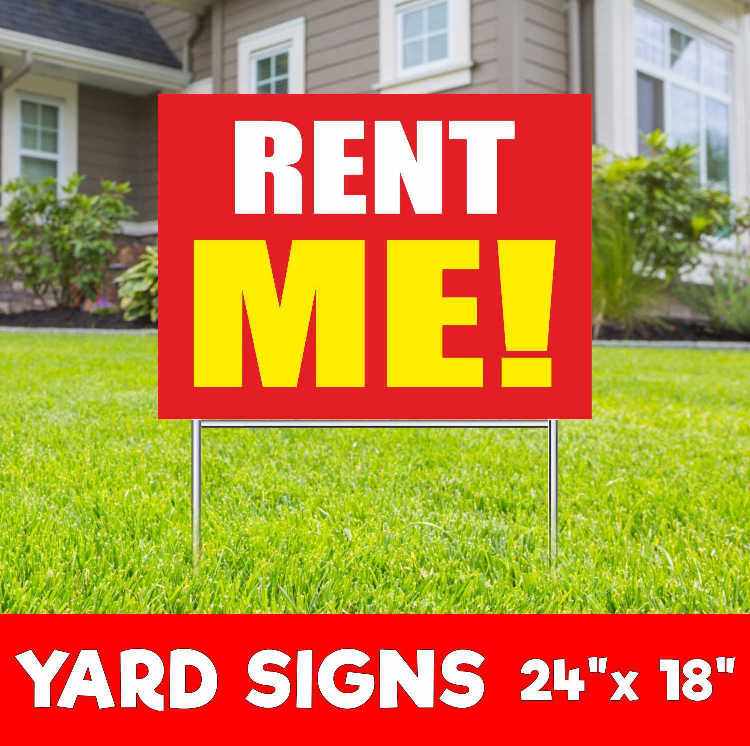 RENT ME Yard Sign Corrugate Plastic with H-Stakes Lawn Sign lease rental realtor