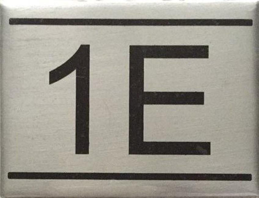 APARTMENT NUMBER SIGN -1E -BRUSHED ALUMINUM (2.25X3)-REF24-1027
