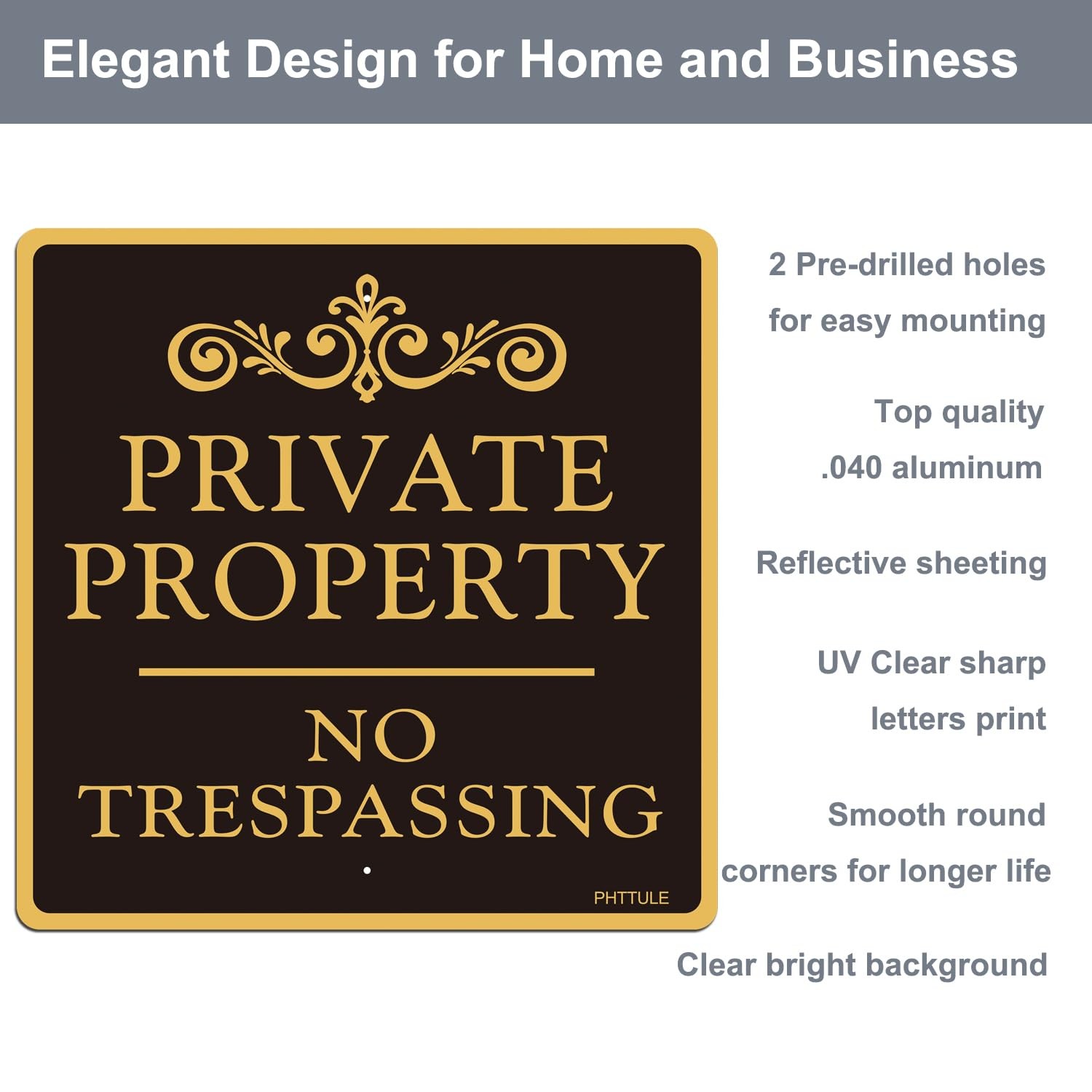 Large 4 Pack No Trespassing Signs Private Property, Metal 12×12 Inch Rust Fre…