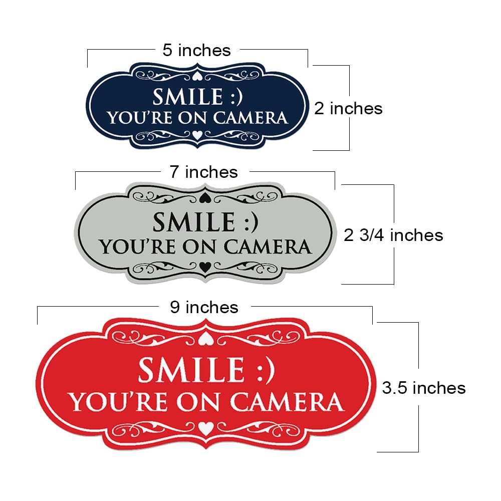 Designer Smile You Are On Camera Sign Wall Door Black Gold Medium Size Set