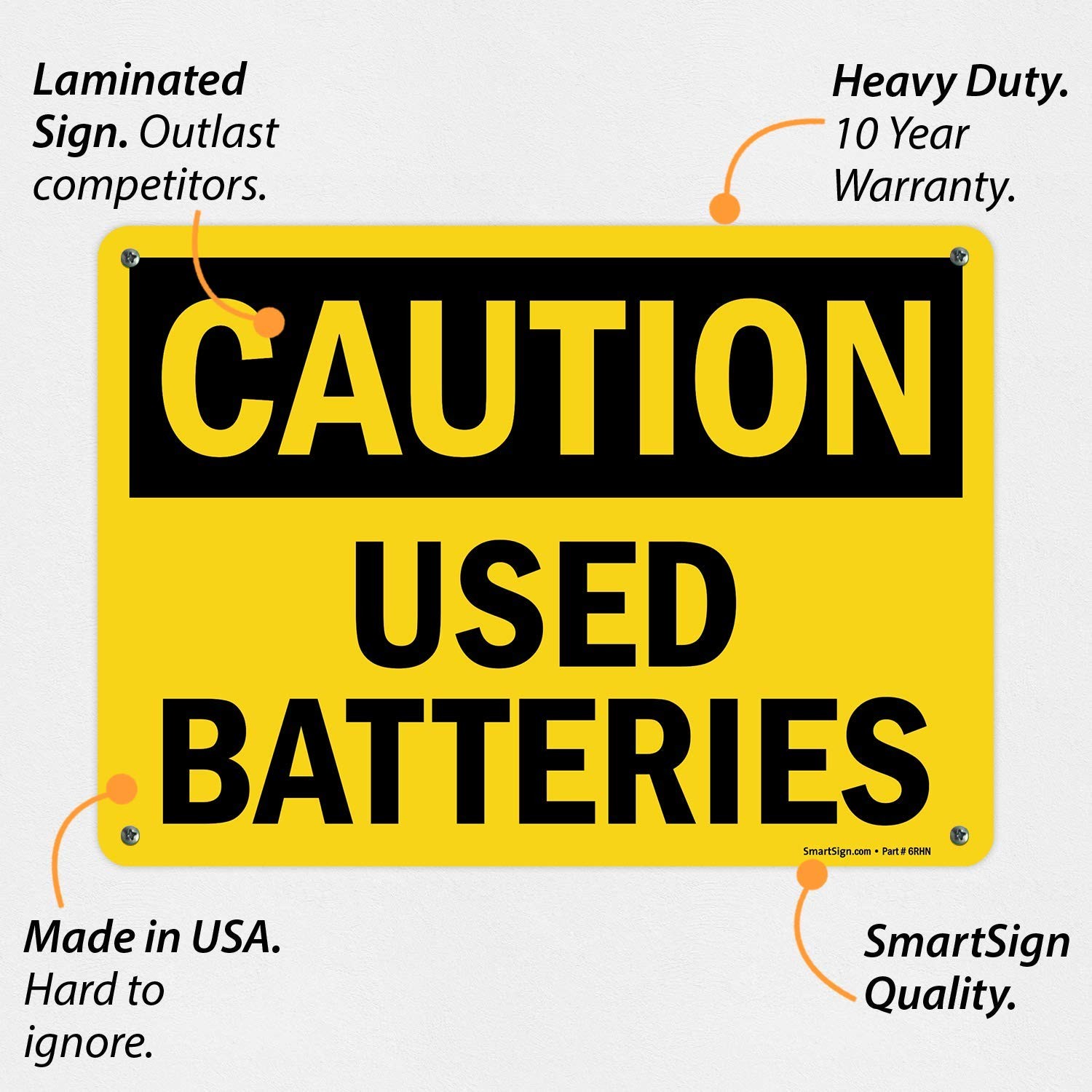 10×14 Inch Caution Used Batteries Aluminum Sign Metal Warning Safety Warning