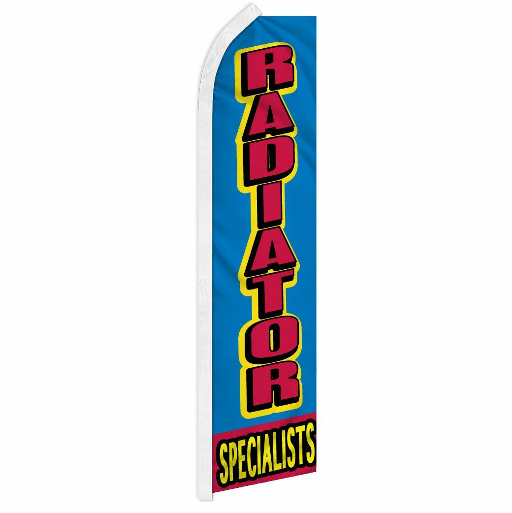 « RADIATOR SPECIALISTS » advertising super flag swooper banner business sign car