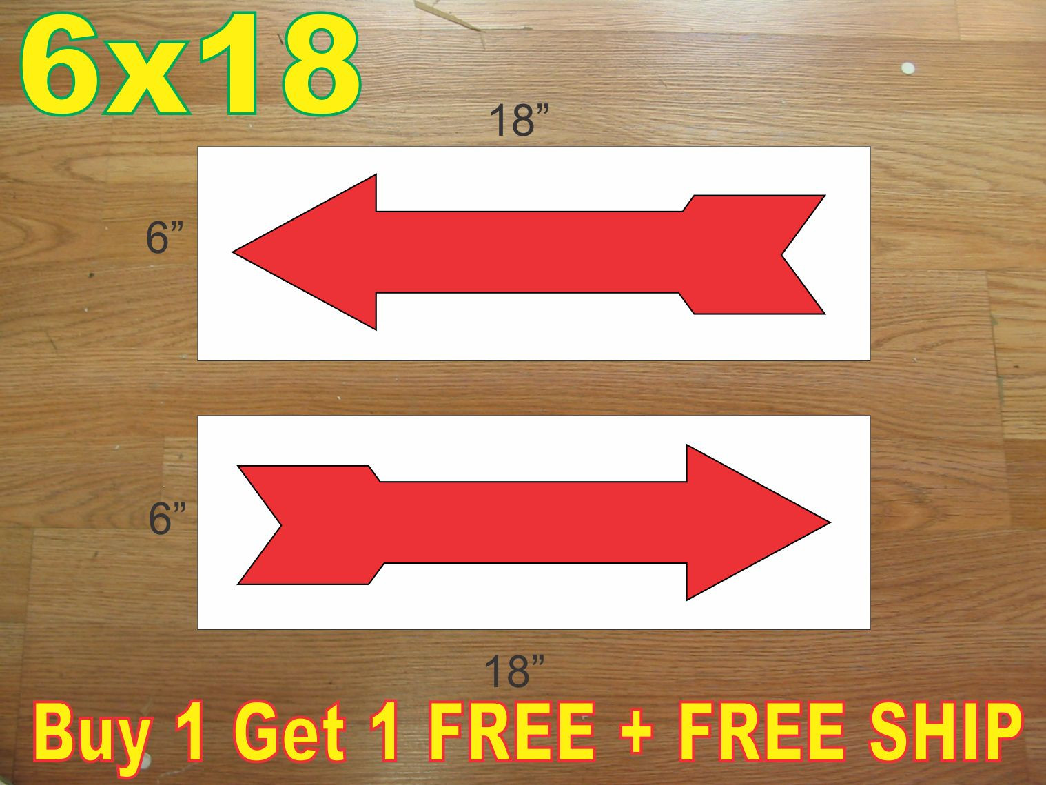 6&Prime;x18&Prime; ARROW Red REAL ESTATE RIDER SIGNS Buy 1 Get 1 FREE 2 Sided