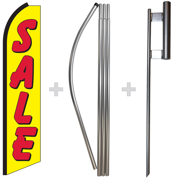 Sale Yellow/Red 15&prime; Tall Swooper Flag & Pole Kit Feather Super Bow Banner