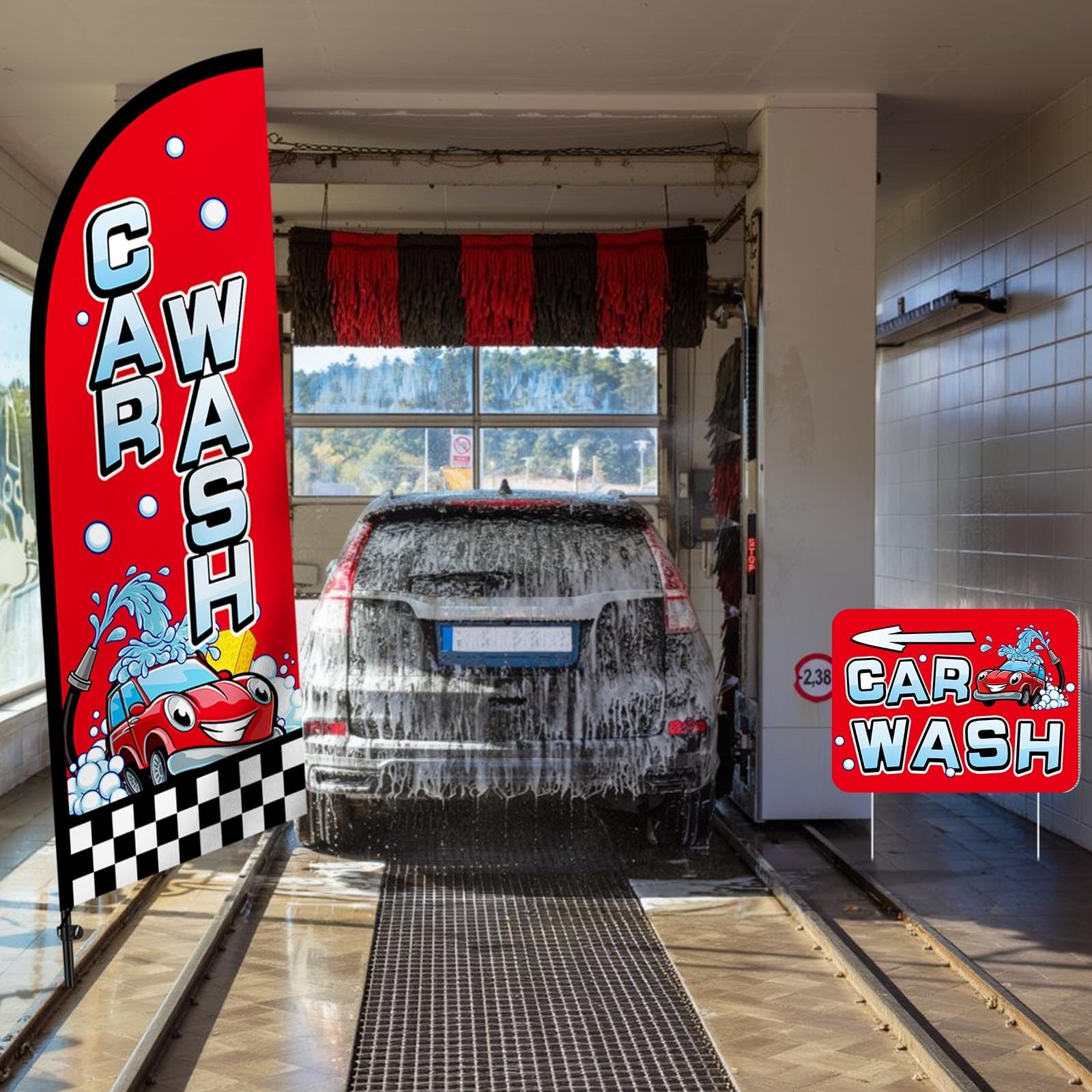 Car Wash Feather Flag Pole Kit Include 7 ft Banner Flag with Poles 5 Pcs Car …