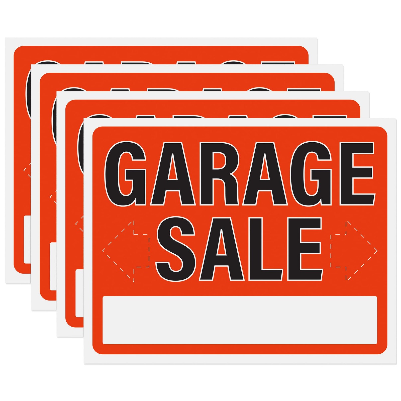 4pk Garage Sale Signs | Large Weatherproof Plastic Signs with Fill In Arrows …