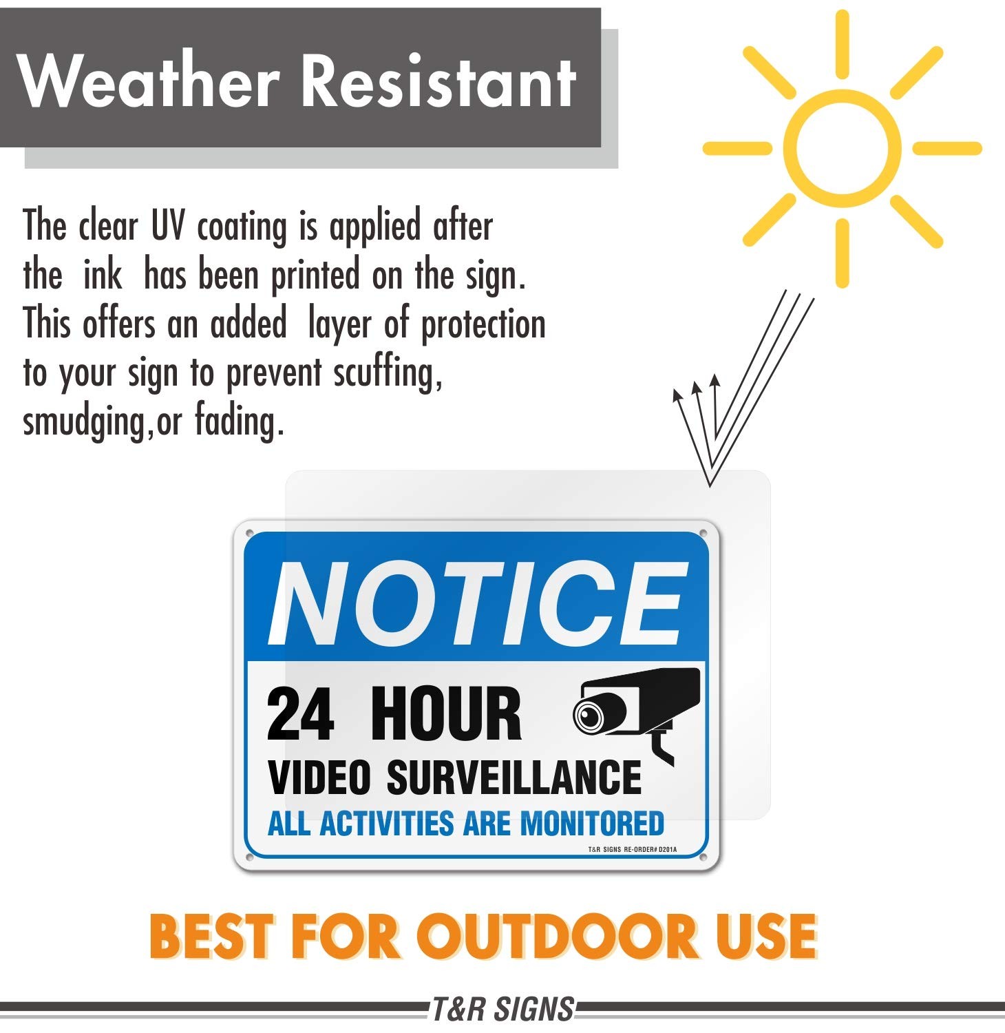 Video Surveillance Sign, All Activities Are Monitored 2 Pack 7 x 10 Inches …