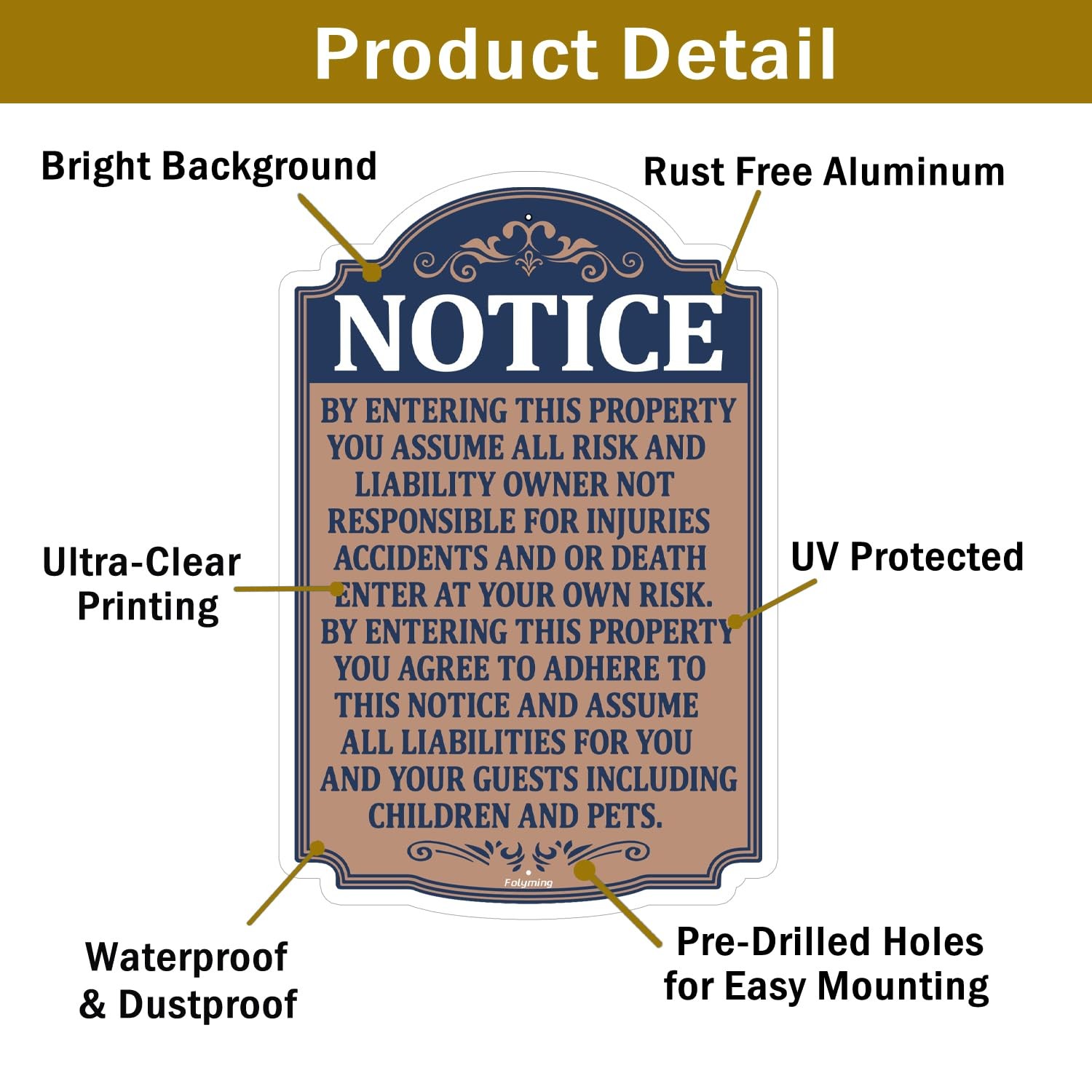 Folyming 2 Pack Notice Not Responsible For Accidents Or Injuries Enter At Your