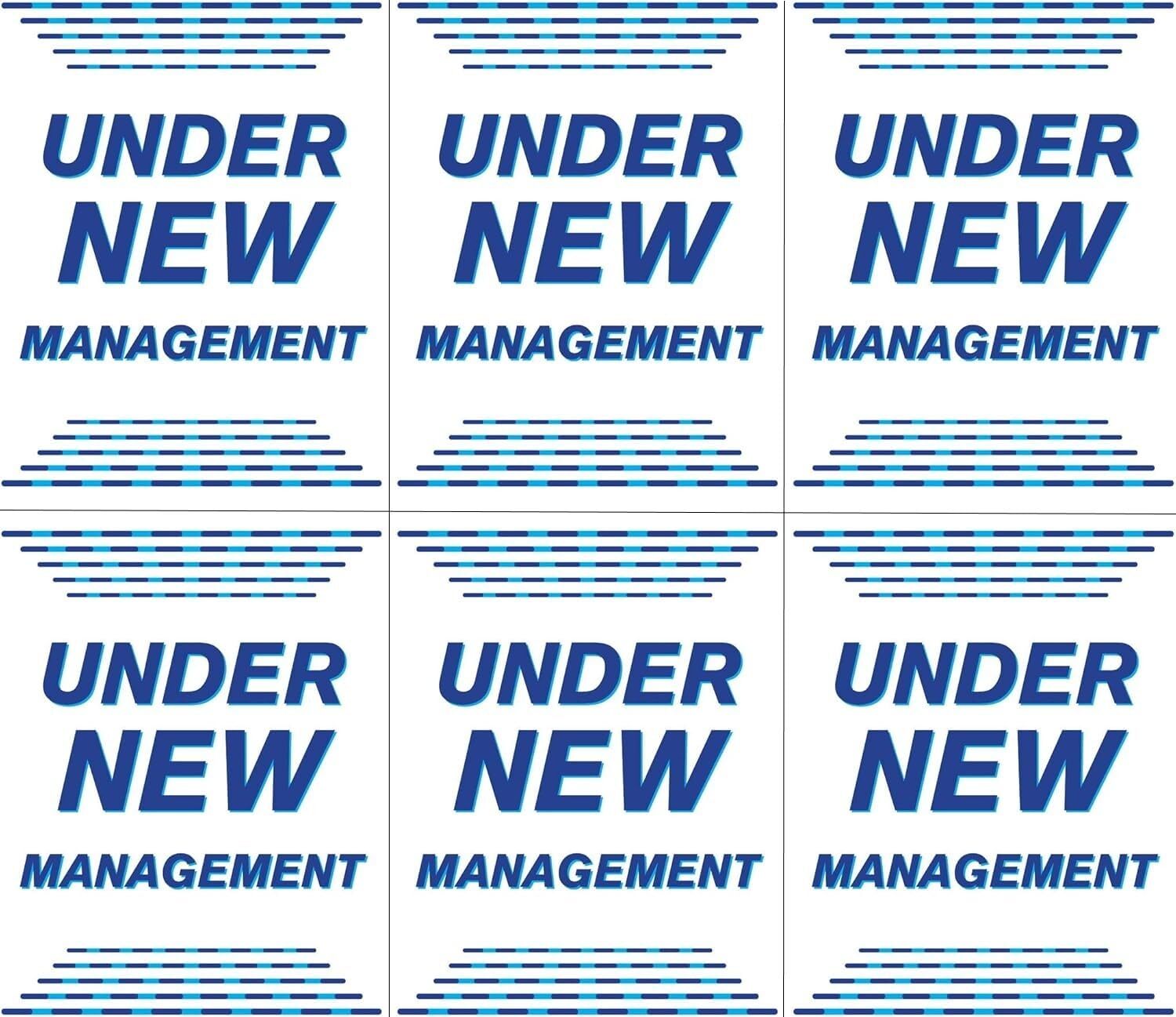 Under New Management Retail Window Display Paper Signs | Pack of 6 | 18&Prime;w x 24&Prime;h